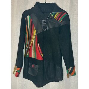Ultimate Jacket 1/4 Zip Multicolor Accents Fleece Pullover Coat